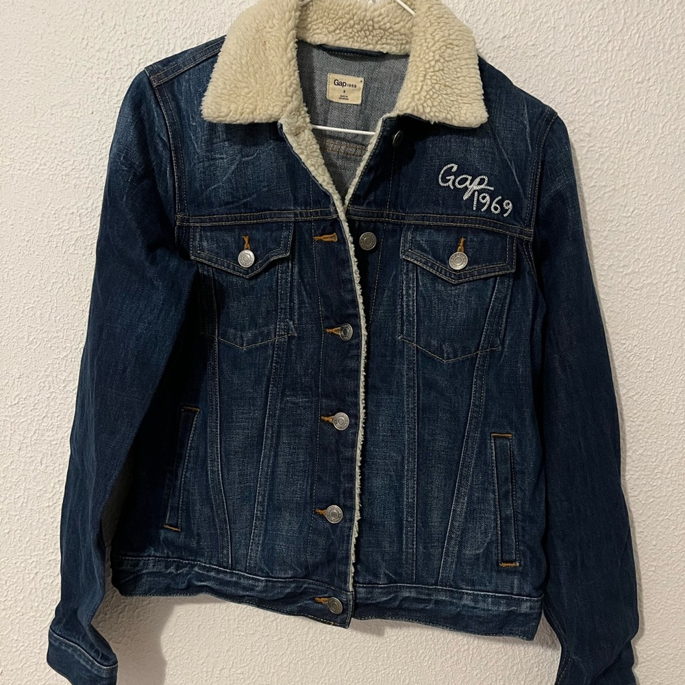 GAP Blue Denim Jacket with Cream Sherpa